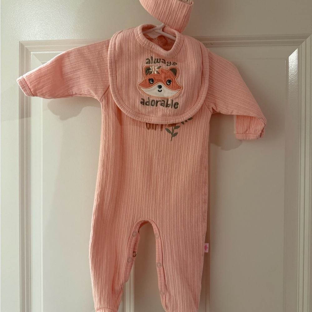 Adorable Pink Baby Footsie 3 Piece Set